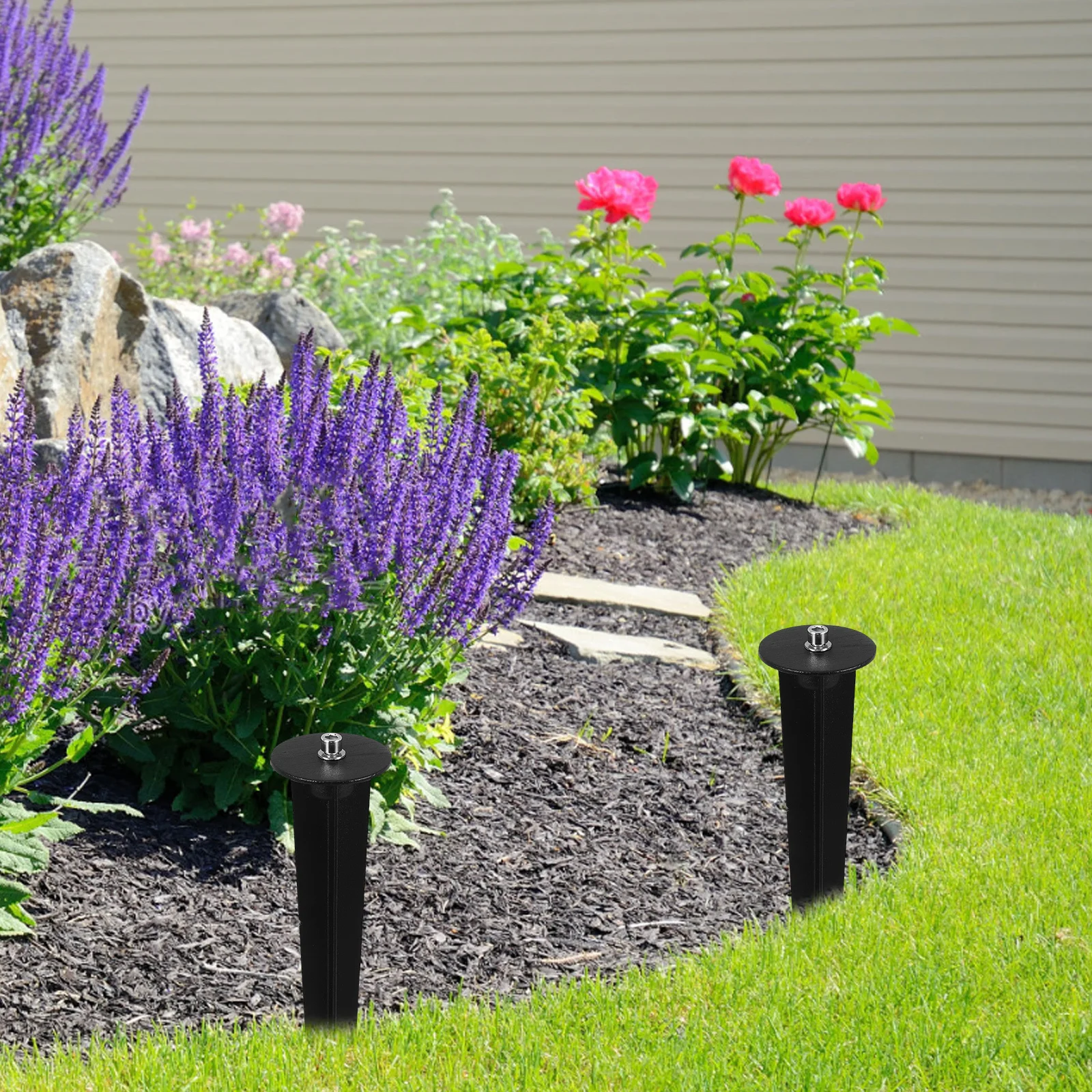 2 قطعة المسامير الأرضية الألومنيوم طويلة الأمد للأضواء في الهواء الطلق سهلة التجميع أجزاء إضاءة المناظر الطبيعية المسامير الأرضية الألومنيوم حصص