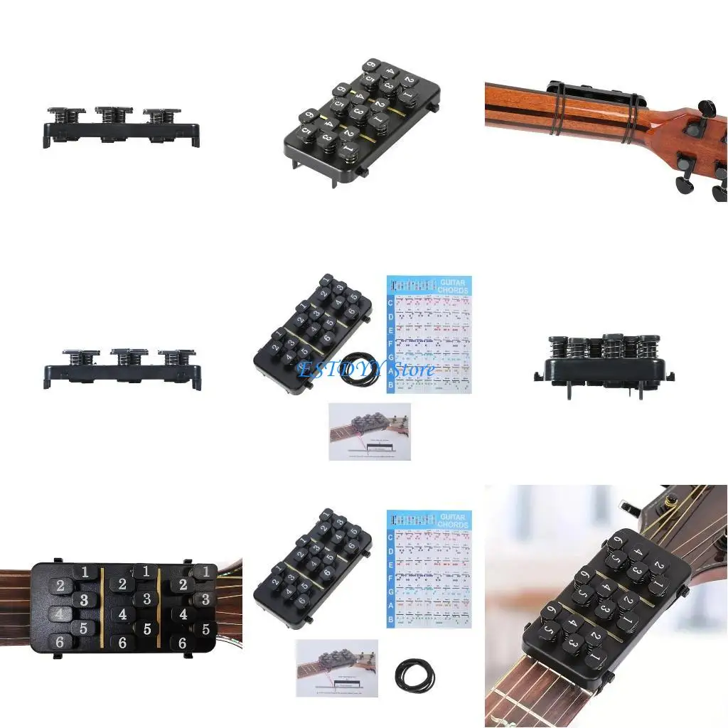 

G6DE Тренажер гитарных аккордов с 18 кнопками Народные гитарные аккорды вспомогательный инструмент для тренировки гитарных