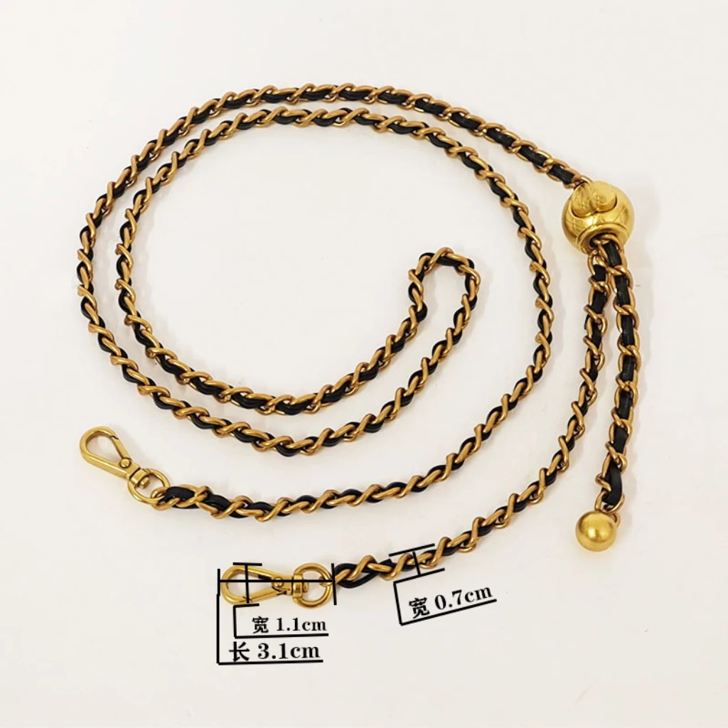 Small golden ball bag chain can be adjusted in length the crossbody bag belt leather chain women's bag  accessories.