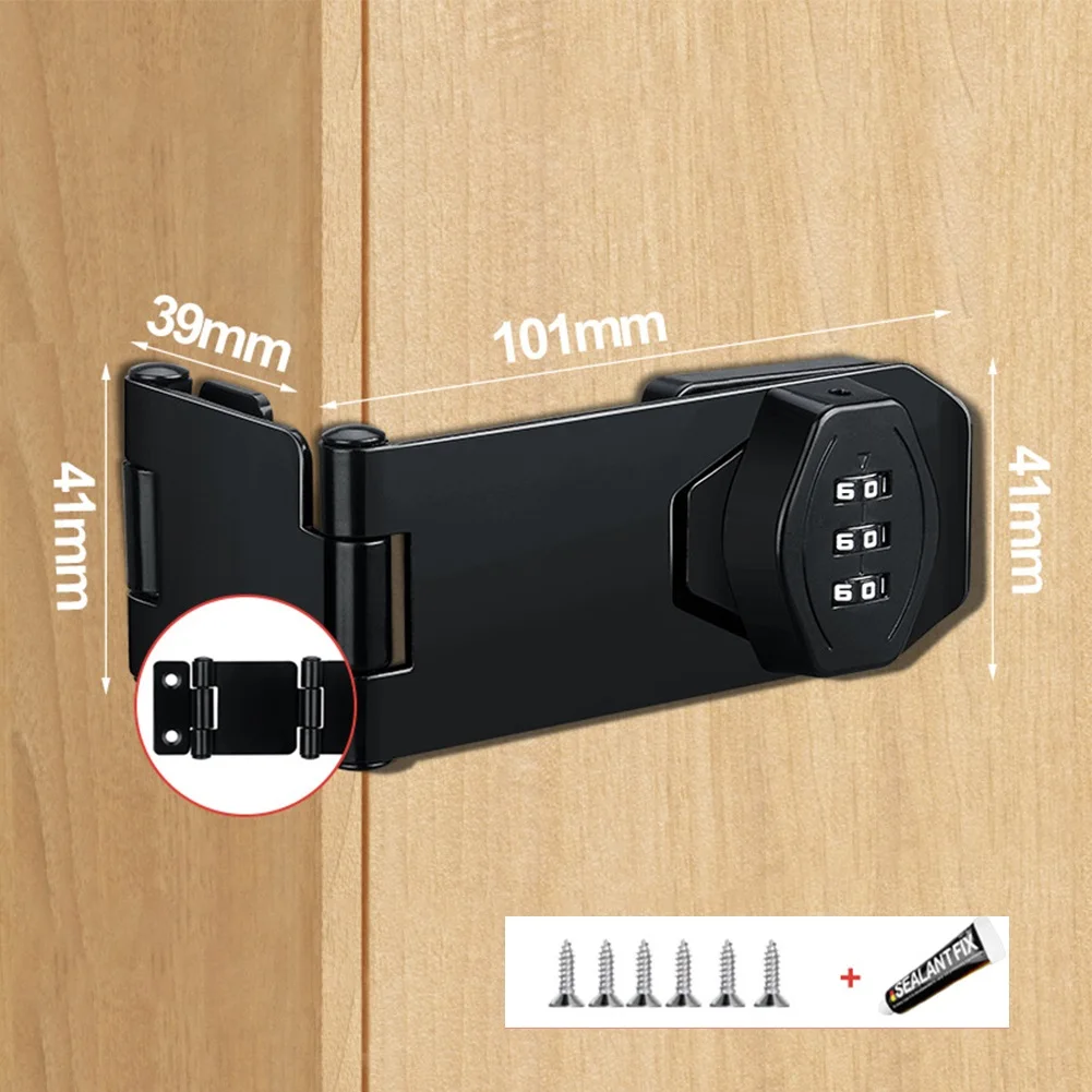 Folding Security Combination Lock 41*39mm Easy Installation Iron Versatile Application With Screws And Glue High-quality