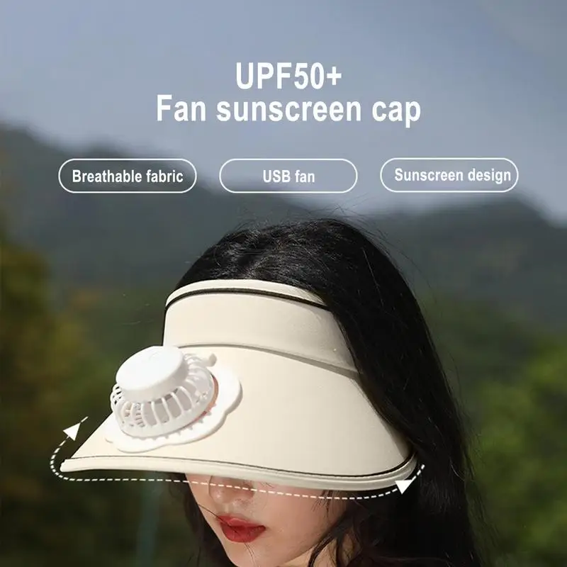 Chapeau pare-soleil avec ventilateur, aste par USB, portable, personnel, réglable, chapeau de sport, grande surface, protection solaire