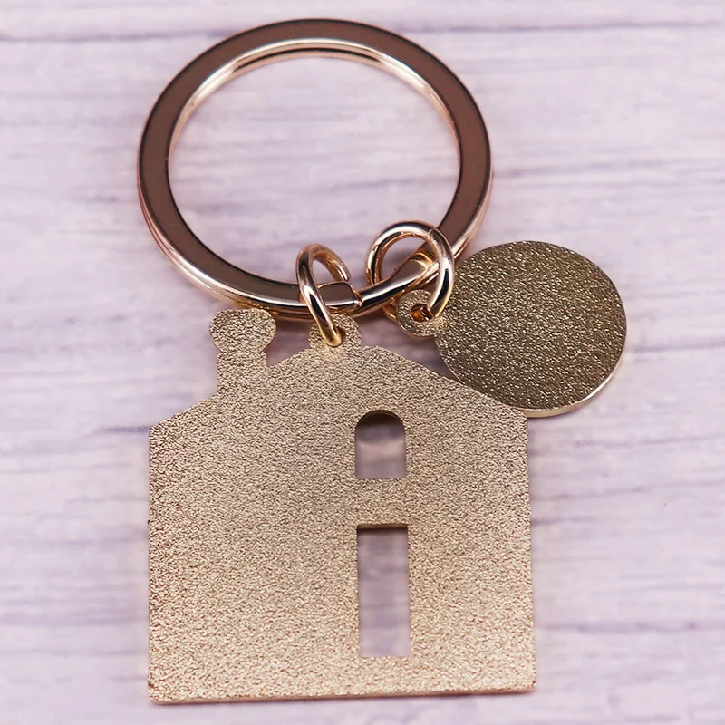 Home yellow house enamel keychain music Jewelry accessories view 2