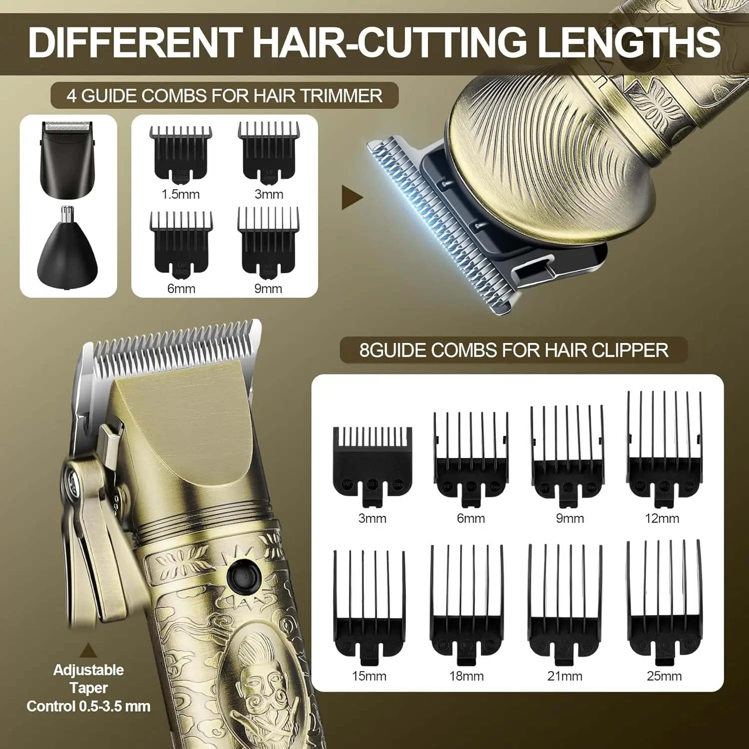 2026 New Upgrade Professional Hair Clippers For Men 3 In 1 Beard Trimmer/Nose Hair Trimmer/Electric Shaver Clippers And T