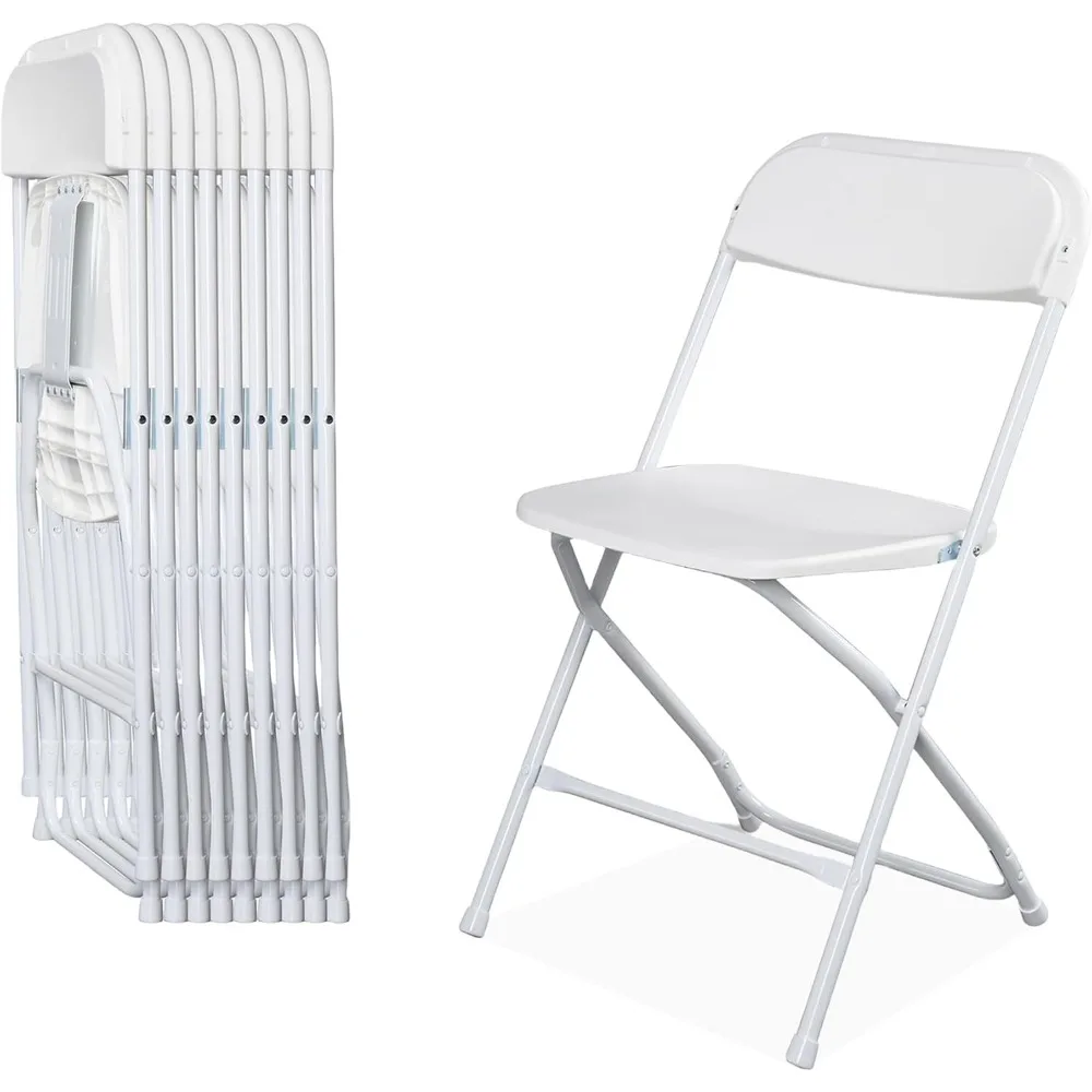 

10 Pack White Folding Chairs with 350-LBS Capacity, Plastic Foldable & Portable Indoor Outdoor Chairs, Portable Commerci
