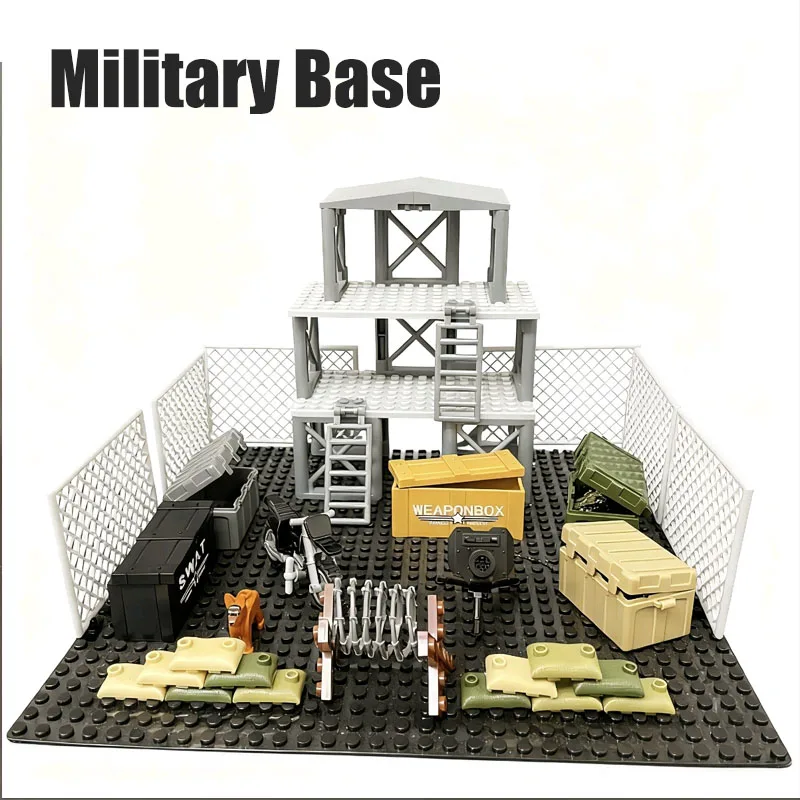 

Военная база WW2, армия Арсенала, дисплей, сделай сам, строительная модель, аксессуары для сцены «сделай сам», игрушка для мальчиков, кирпичный строительный блок