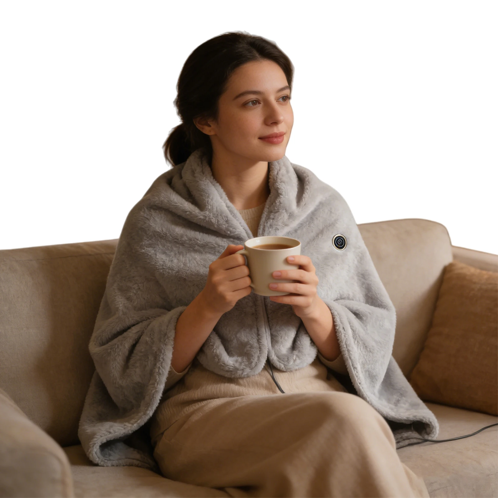 

USB Electric Portable Heated Blanket Wrap Shawl with 3 Heating Level Heated Blanket Throw Wrap Washable for Indoor Outdoor