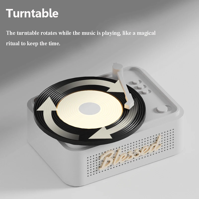 Classic Vintage Bluetooth Speaker Mini Portable Old Fashion Stereo Surround Music Box with Colorful Night Light TF Card Slot