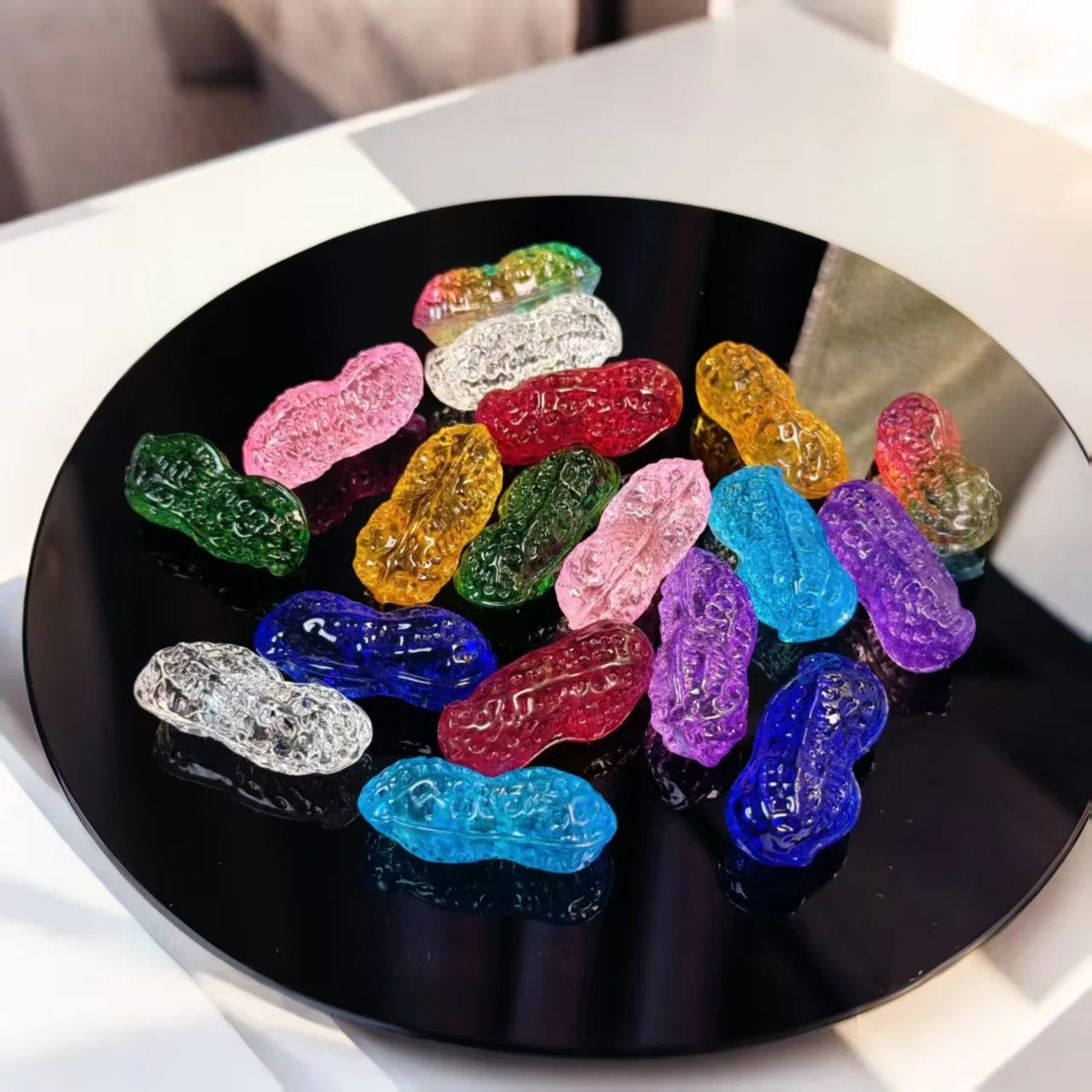 10 Uds. De adorno de cristal de 4cm, estatuilla de espina de mantequilla de maní citrino, decoración de boda, Mini cristal Arachis Hypogaea, manualidades, regalos para amigos