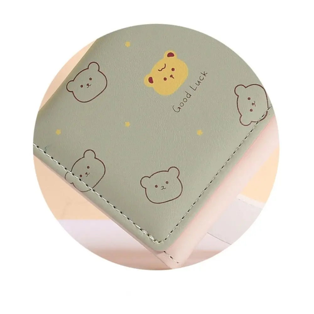 

Mini Cartoon Bear Print Wallet Collapsible Multi-slot Short Wallet Soft Coin Purse Trendy