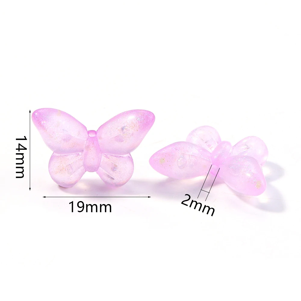

50pcs/Lots Acrylic Spacer Beads Luminous Vertical Hole Butterfly Beads For Necklace Bracelet DIY Jewelry Making Findings
