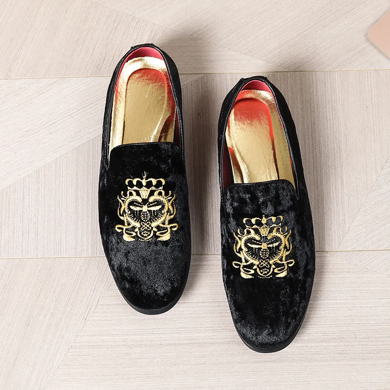 Luxury Suede Leather Shoes Men Big Size Wedding Dress Shoes designer Embroidery Loafers High Quality Oxford Men Flat Party Shoes