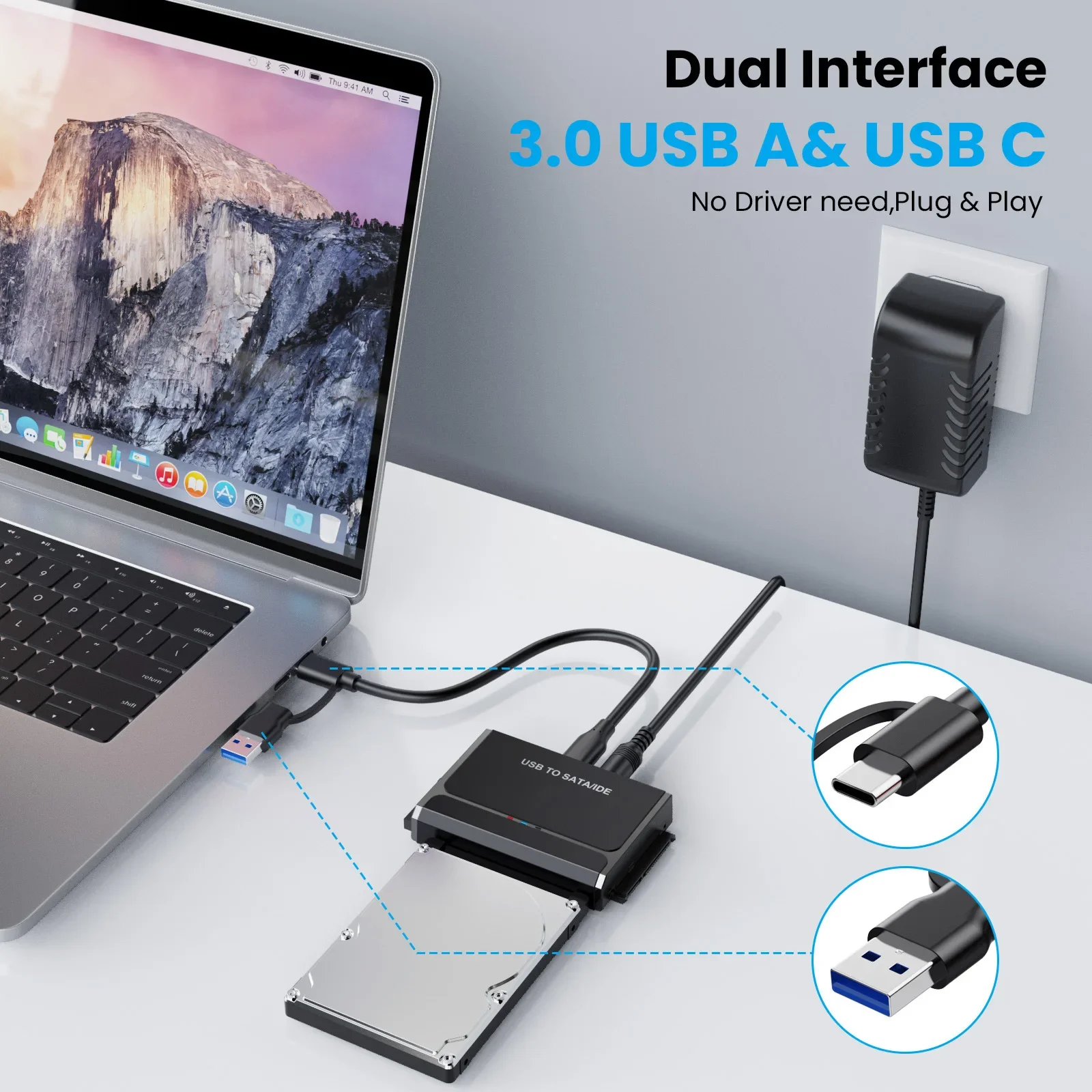 USB 3.1 to SATA IDE Hard Disk Adapter 2.5/3.5 Inch HDD SSD Optical Drive Data Transfer Converter for Laptop Desktop Hard Disk
