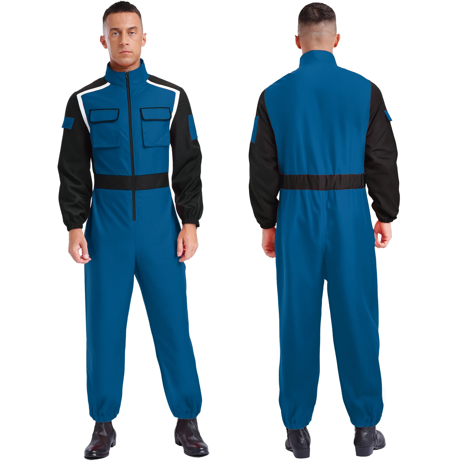 

Racer Racing Driving Outfits Adult Men's Long Sleeve Long Pants Pockets Driver Working Jumpsuit Match Festival Cosplay Costumes