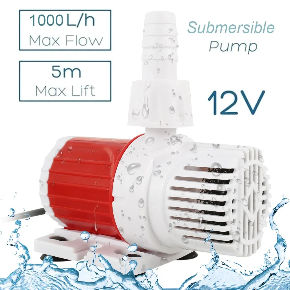 Pompa dell\'acqua sommergibile 1000L/H 10W DC 12V pompa dell\'acqua della fontana con sollevamento alto 16,4 piedi per la fontana dello stagno