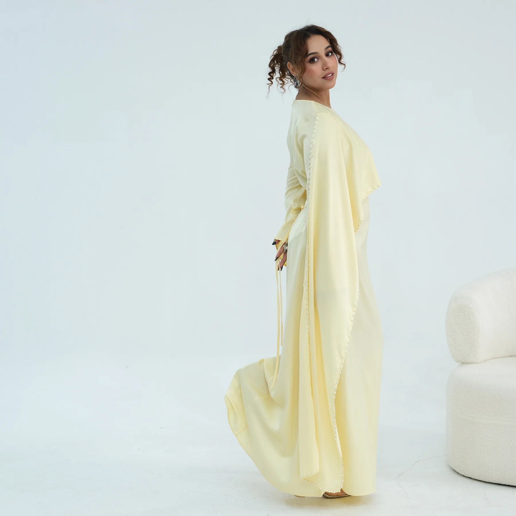 

Модный дубайский атласный абайя-кафтан для элегантных женщин, мусульманское вечернее платье-накидка, турецкий кафтан, кебая, женское мусульманское платье, вестидос