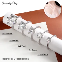 Serenity Real D Color 1ct-10ct Big Moissanite Wedding Rings For Women Bride S925 Silver Diamond Rings Plated Pt950 Fine Jewelry