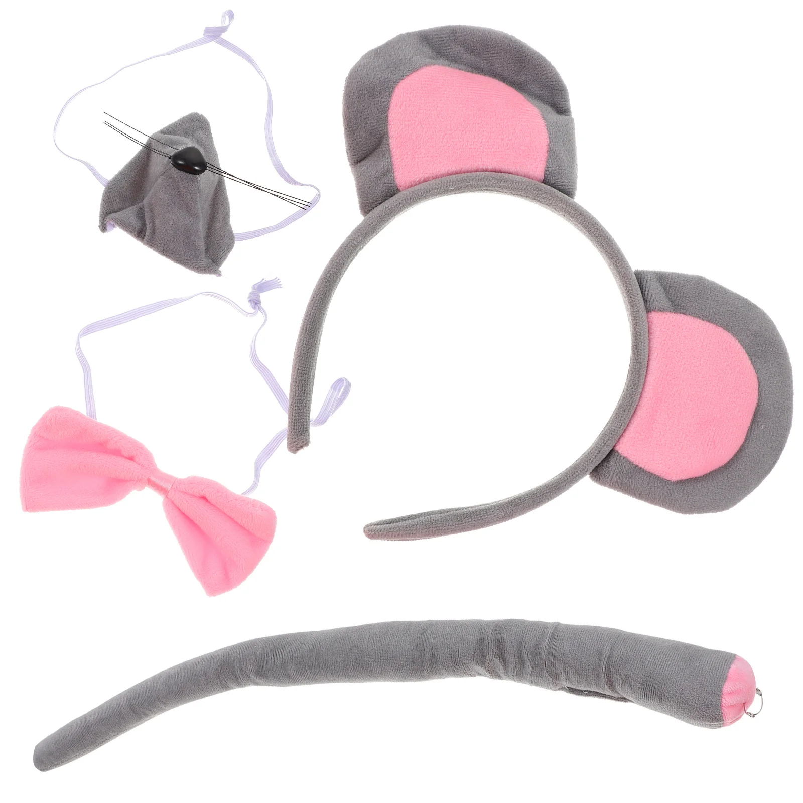 Zestaw Kostiumu Myszy z Uszami Opaska na Głowę Ogon Nos Rękawiczki Muszka Strój Zwierzęcy Cosplay dla Dzieci Dekoracje na Przyjęcia Przebranie