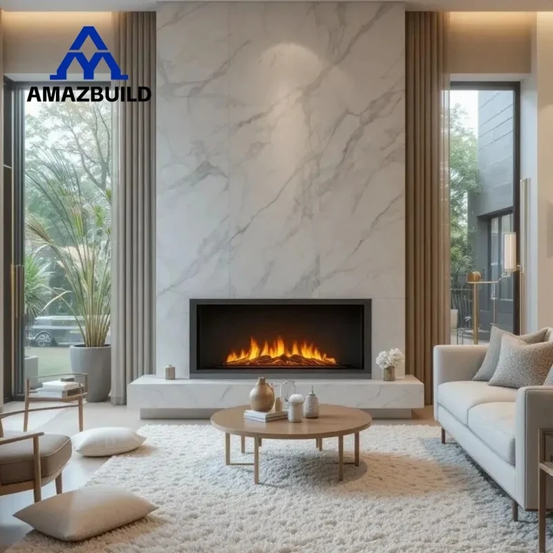 AMAZBUILD Built-In Household Energy-Saving High Simulation Dynamic Flame Modern Customized LED Fireplace Living Room