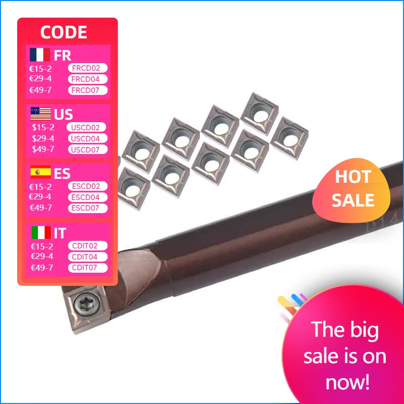 

1pc S07K-SCLCR06 D25S-SCLCR09 Spring steel Internal Turning Tool Holder CCM06/09 Carbide Inserts Lathe Bar CNC Cutting Tools Set