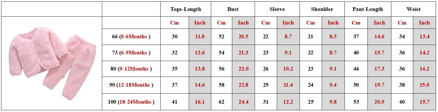 Winter Baby Girl Clothes Set Thicken Warm Newborn Toddler Boy Outfit Long Sleeve Tops+Pant 2Pcs Girl Suit Infant Sleepwear A1258