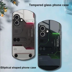 Machine Built-in For Apple IPhone 16 11 13 15 14 Pro Max 12 Mini 7 8 Plus XR X XS Elliptical Shaped Tempered Glass Phone Case