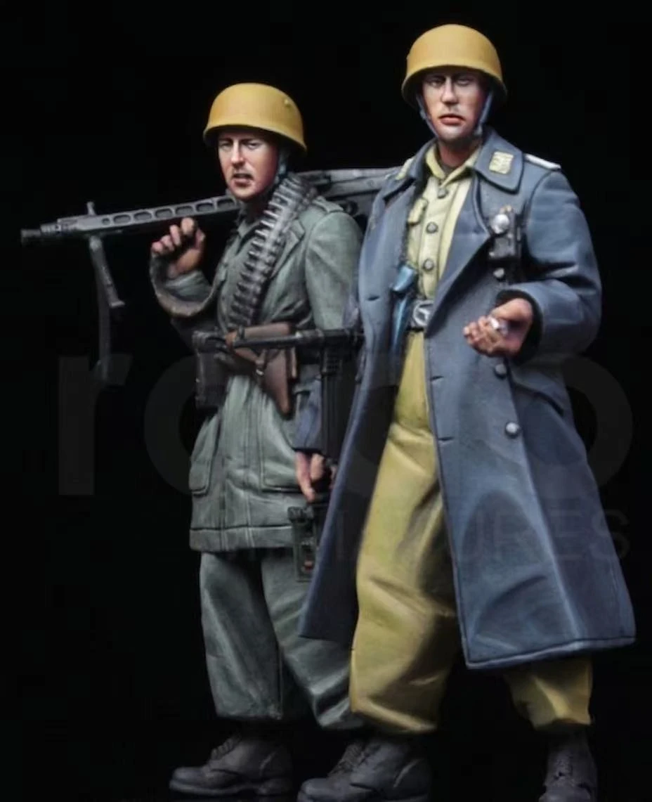 Figurines en résine moulées sous pression 1/35, kits de modèles d'histoire militaire, sculptures d'officiers et de soldats, 2 non assemblés, non peints, 672