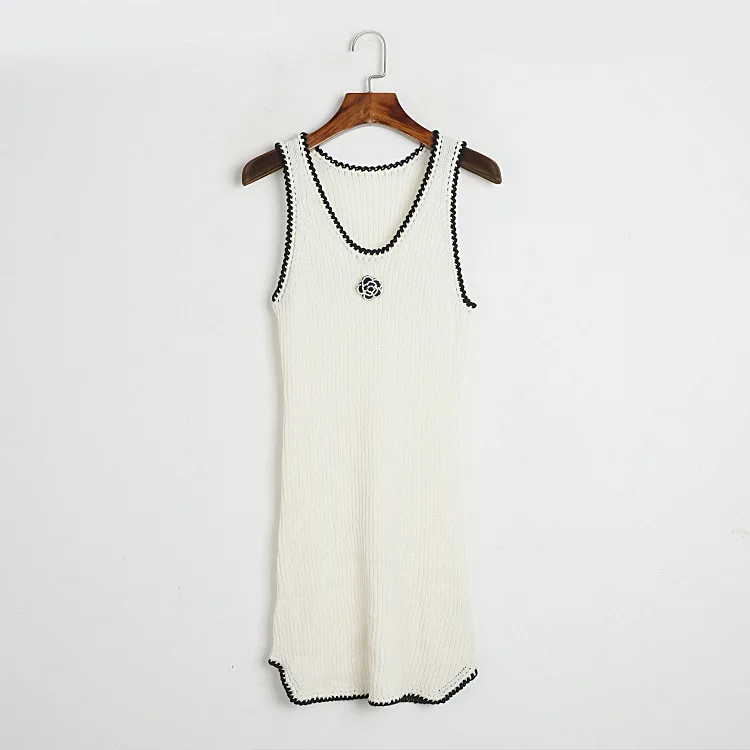 Small fragrant Camellia sleeveless knitted dress 2024 summer new slim-fit vest dress