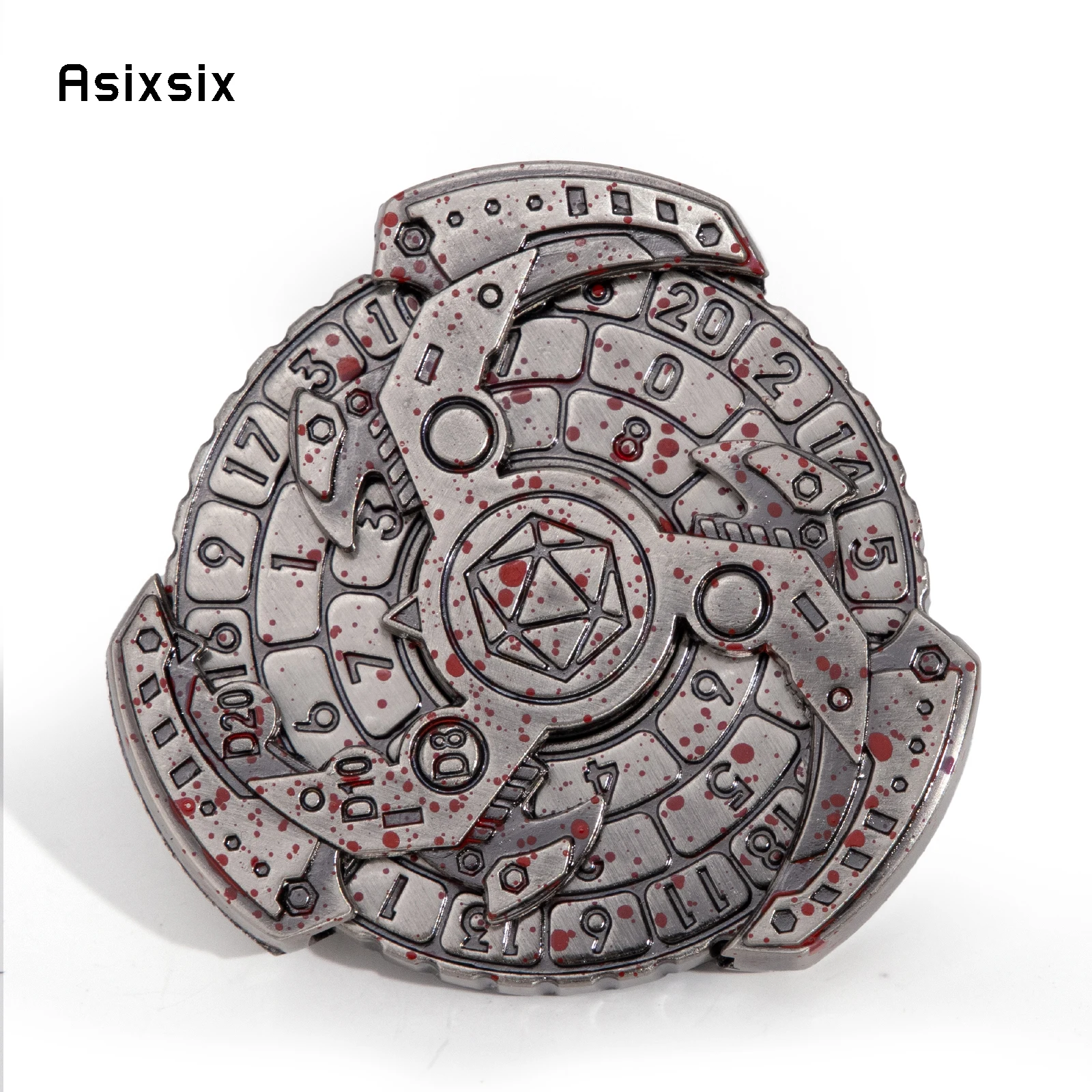 

Silver Red Mechanical Style A Spinning Wheel Toy with Dice for A Multiplayer Rotation Game, Featuring A Dice Scoring System