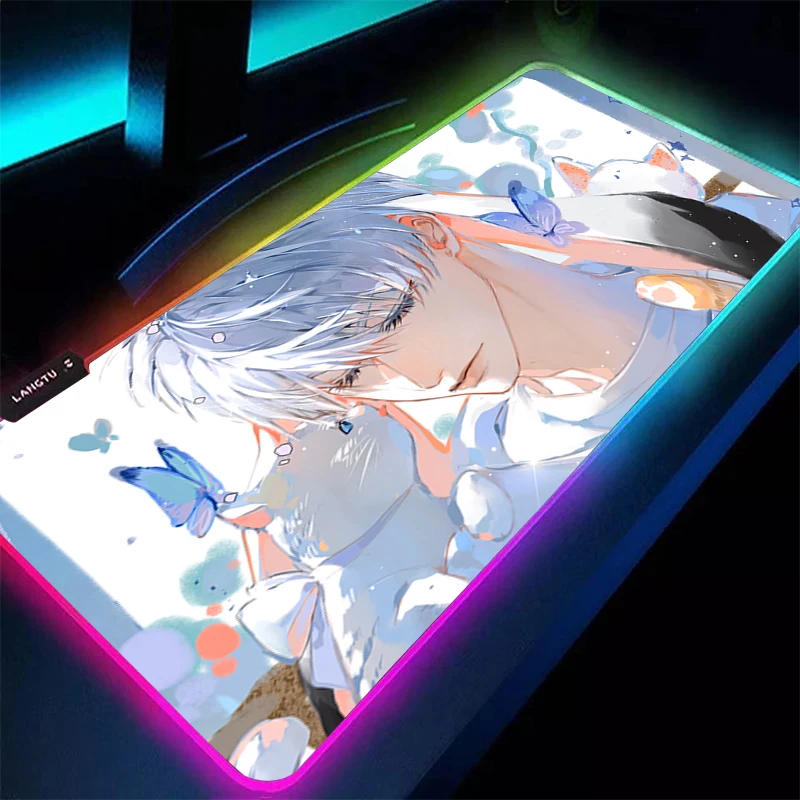 

Mouse Pad Anime Gaming Accessories Keyboard Pad LED PC Love And Deepspace Xavier Desktop Mat RGB Gamer Carpet Mousepad Mouse Mat