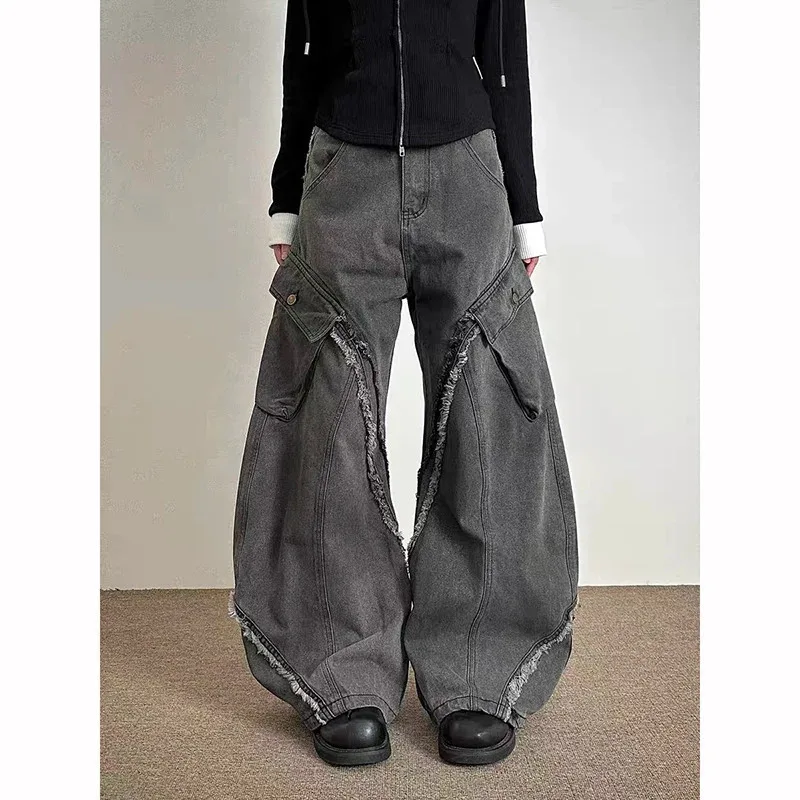 

Women Vintage Y2k Baggy Cargo Jeans 2025 Autumn Harajuku Jean Pants Aesthetic streetwear 2000s Oversize Denim Trousers Clothes