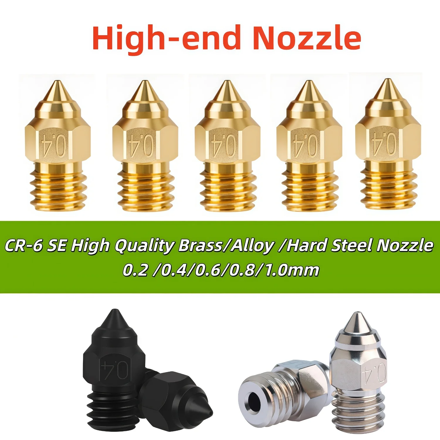 

Сопло CREALITY MK8 из латуни/сплава/закаленной стали для серий Ender 3 S1 Pro/Ender3 V2/Pro/Neo, CR-6 MAX Ender 5 Plus CR10