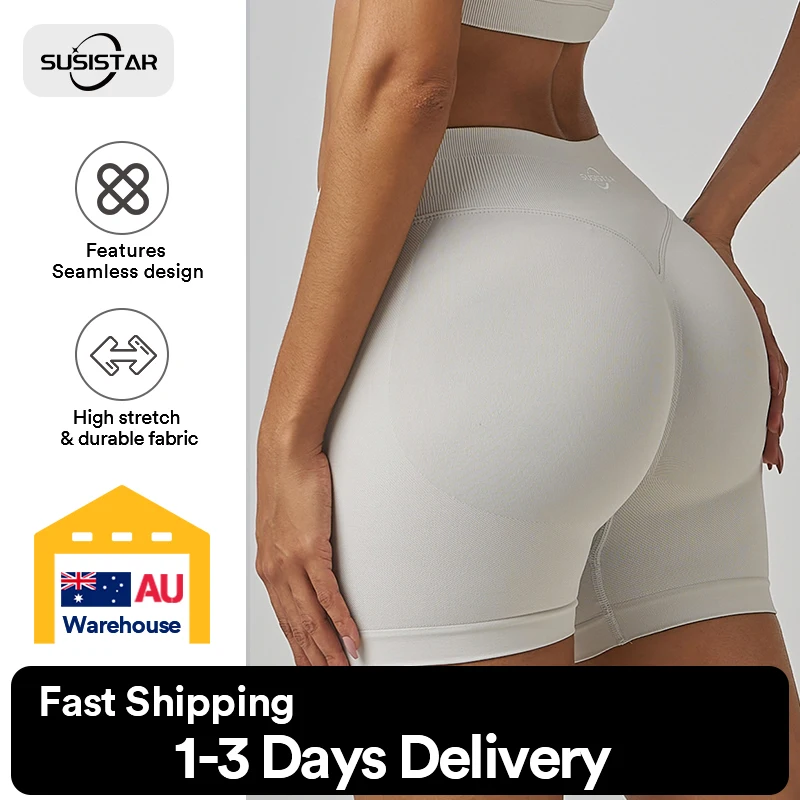 

SUSISTAR Professional Women Workout Shorts 3.6" Scrunch Shorts Seamless High Waisted Contour Gym Yoga Biker Shorts