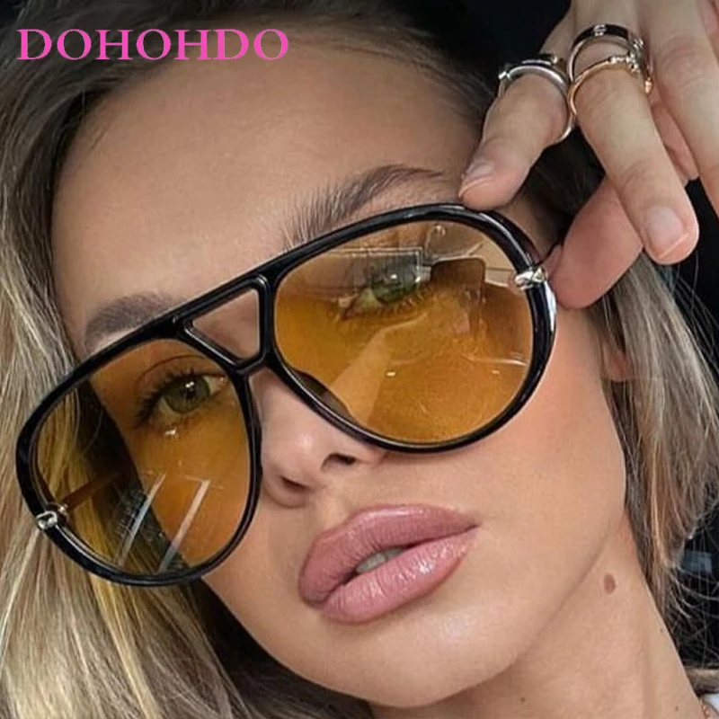 Retro Luxury Metal Leg Oversized Pilot Double Bridge Outdoor Drive Women Sunglasses Punk Men Sunglass Brand Travel Shades UV400
