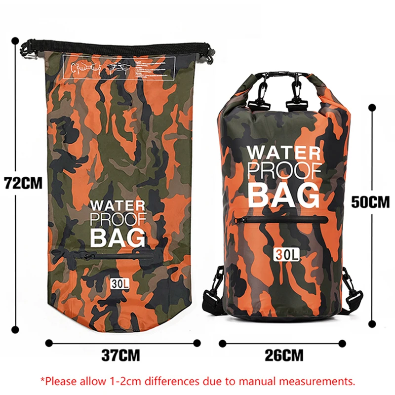 15L 20L 30L Swimming Bag Dry Bag Pool Outdoor Polyester Waterproof Camouflage Shoulder Bucket Lightweight Drifting Beach  xa28wd