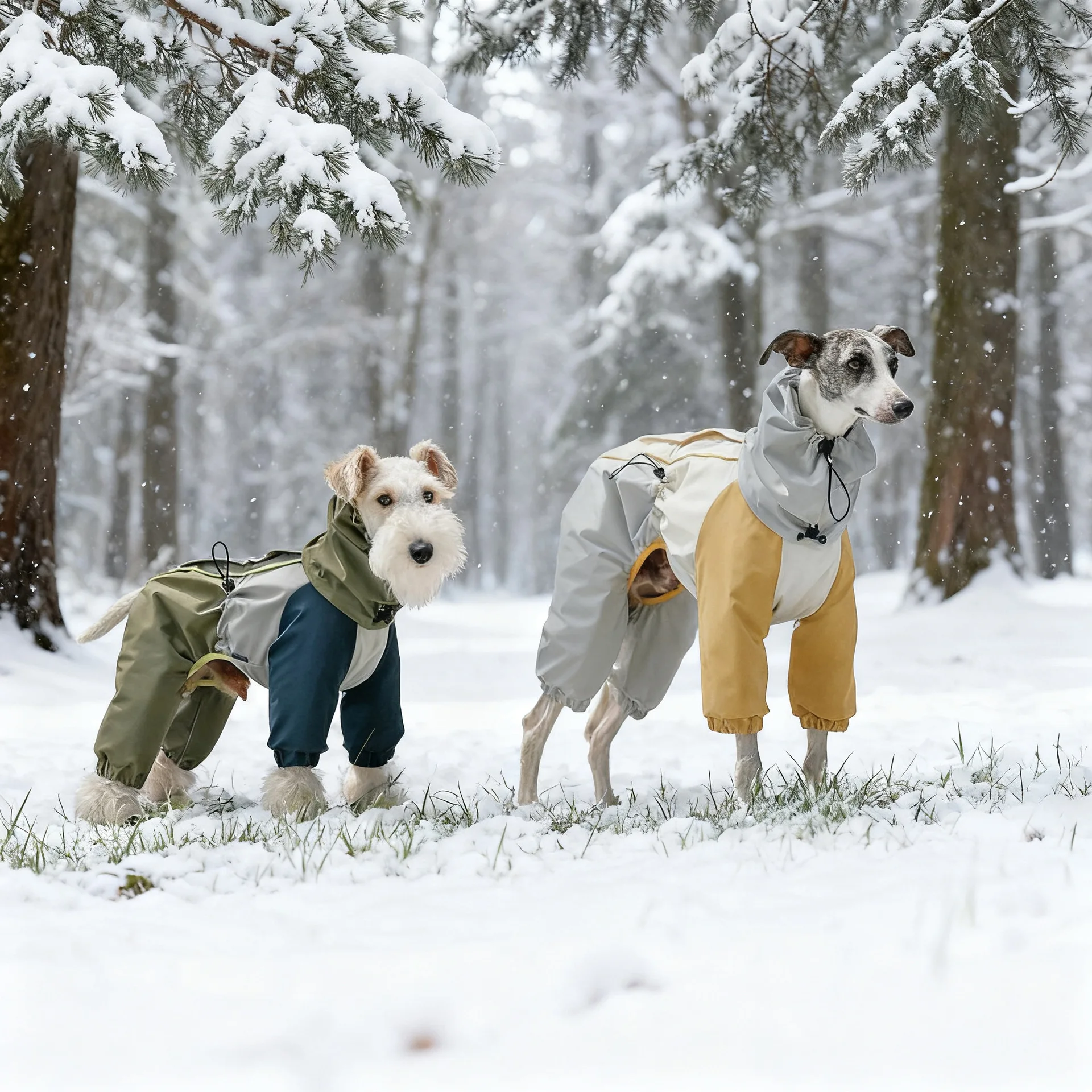 Dog Clothes in Winter Snow Weather Thicken Plush 4-legged Khaki Jacket Windproof Waterproof Warm Coat for Italy Greyhound