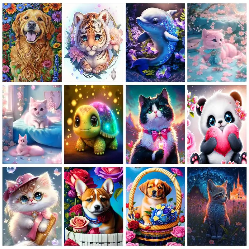 RUOPOTY Dog Painting By Numbers Paint Kit Animals Handicrafts For Adults Coloring With Numbers Home Decors