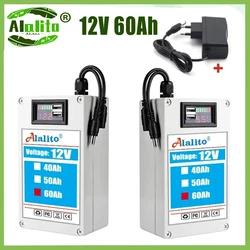 New DC 12V 60AH lithium ion rechargeable battery, high capacity ac power charger with 4 kinds of traffic development