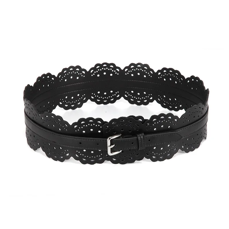 Women Belt Skeleton Leather Belt Female Decorative with Skirt Versatile Wide Black Luxury Belt Women’s Designer Belts for Women
