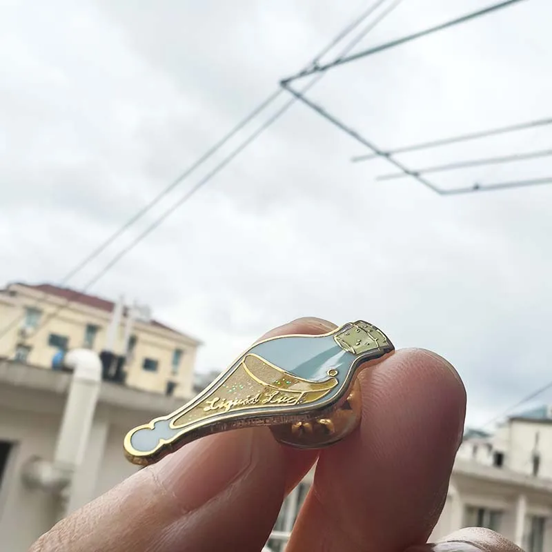 Liquid Luck Symbolic Witch Wizard Lapel Pin Felix Felicis Drift Themed Badge Milk Tea Brain Halloween Spell Book Brooch