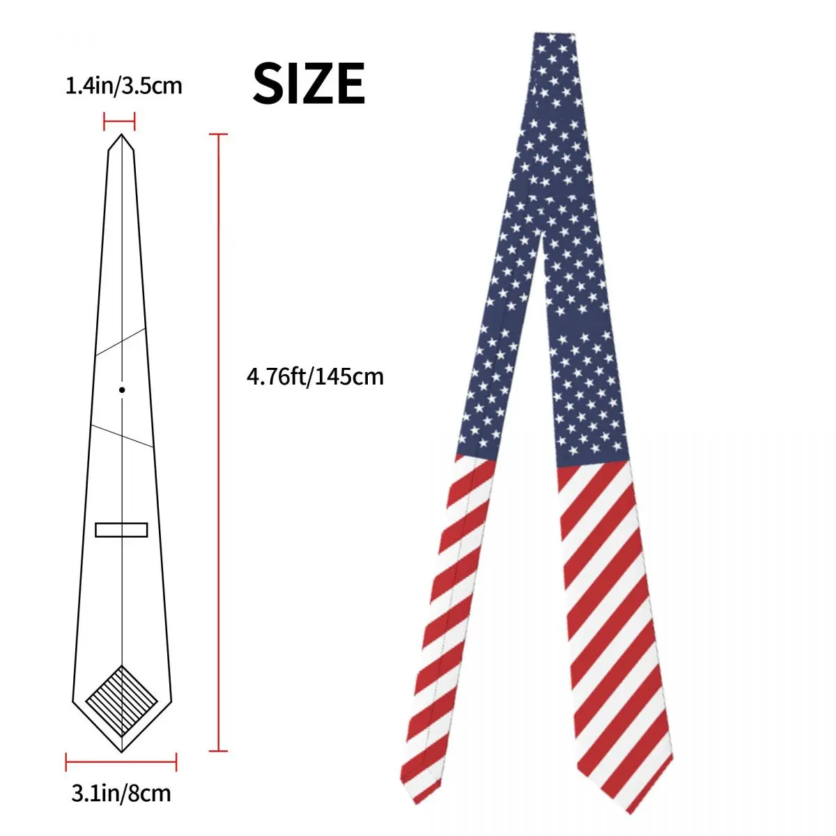 Flag Of United States USA Tie Emblem Cute Funny Neck Ties For Male Leisure Great Quality Collar Tie Custom Necktie Accessories