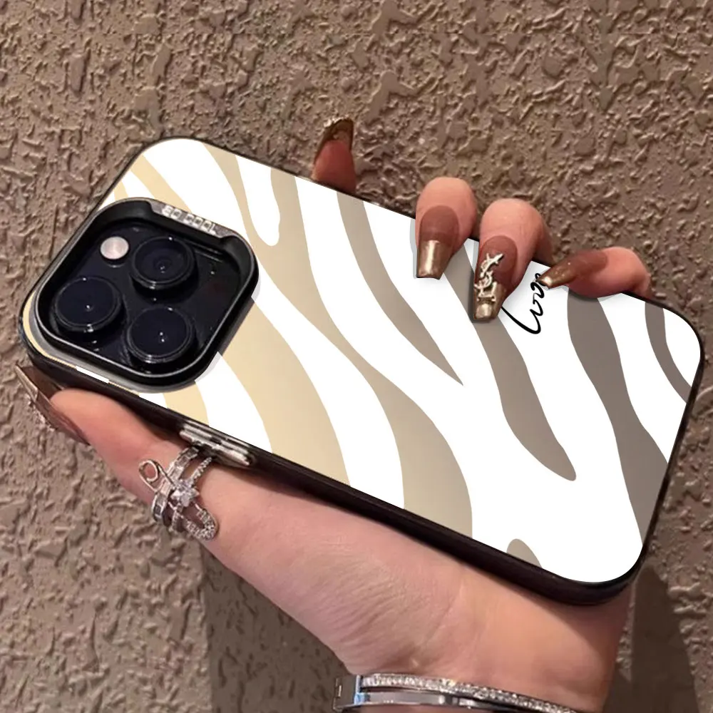 Case For Xiaomi Redmi Note 13 12 Pro Plus 5G Note 12 13 4G 5G 12S 12R 13R Protect Cover Silvery IMD Fashion Zebra Stripe Fundas