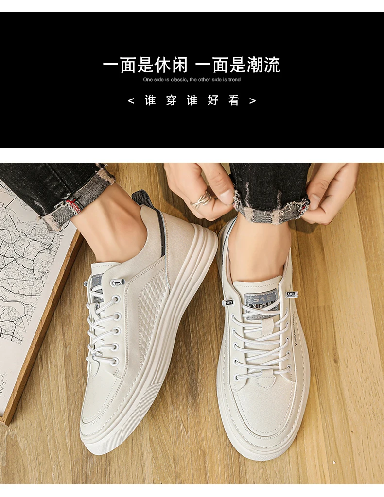 Herren-Slipper, lässige Schuhe für den Sommer, atmungsaktiv, leicht, mit weicher Sohle, flache Outdoor-Wanderschuhe, modische weiße Schuhe für Studenten. – Detail 7