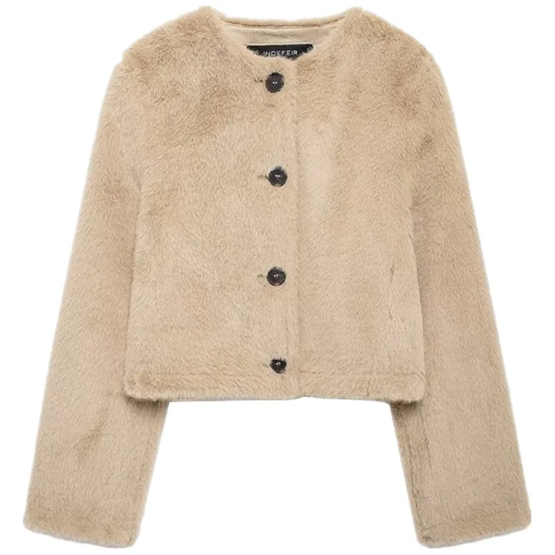 Nowa damska kurtka ort Jaet na jesień 2024, uniwersalna kamizelka z imitacji futra, luźny krój, uniwersalna odzież wierzchnia.