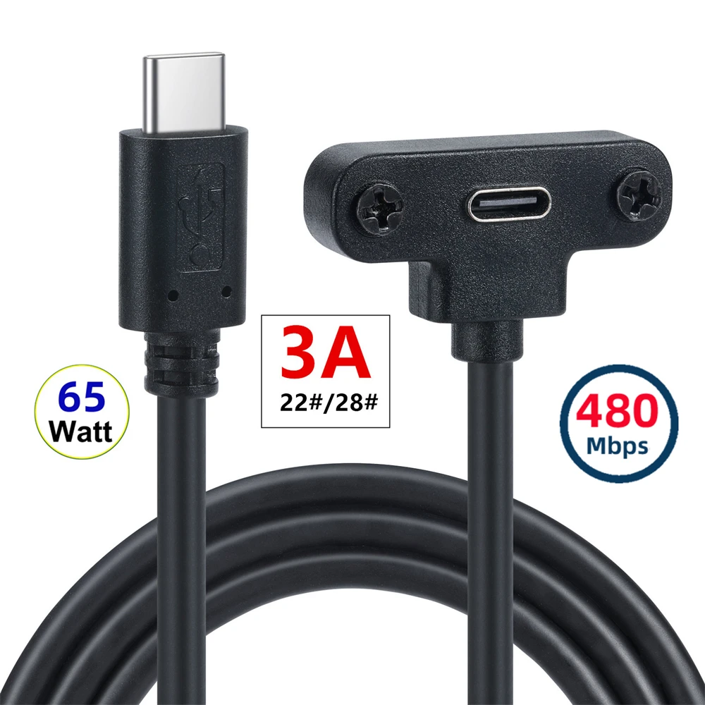 Chenyang 480Mbps Type-C USB-C Male to Female Up Angled Extension Data Screw Locking Cable for Camera VR image 4