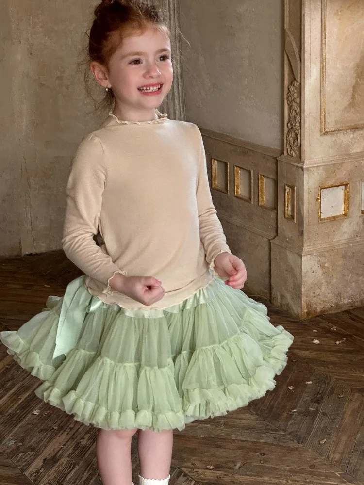 

Girls Skirt 2025 Autumn and Winter New Children's Clothing Girls Baby Net Yarn Puffy Pleated Skirt Casual Simple All Match