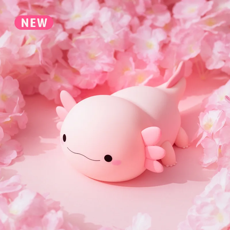 Axolotl ضوء الليل لطيف سداسية ديناصور ضوء الليل سيليكون بات أضواء زخرفة مصباح للزينة القابلة لإعادة الشحن