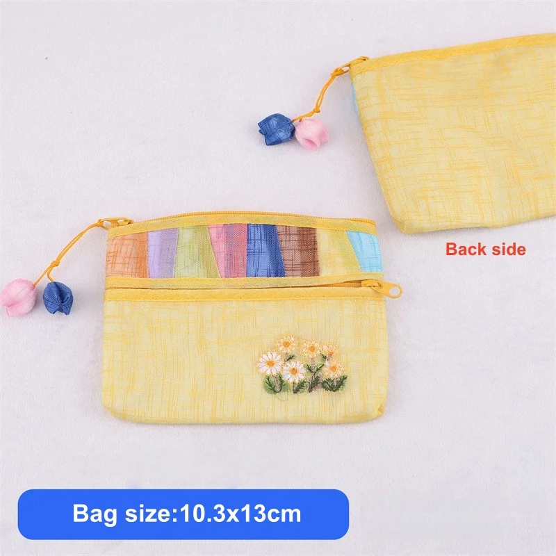 StoBag 5pcs Color Chinese Zipper Bag Mesh Small Coin Purse for Gift Jewelry Packaging Storage Pocket Reusable Pouch Decoration