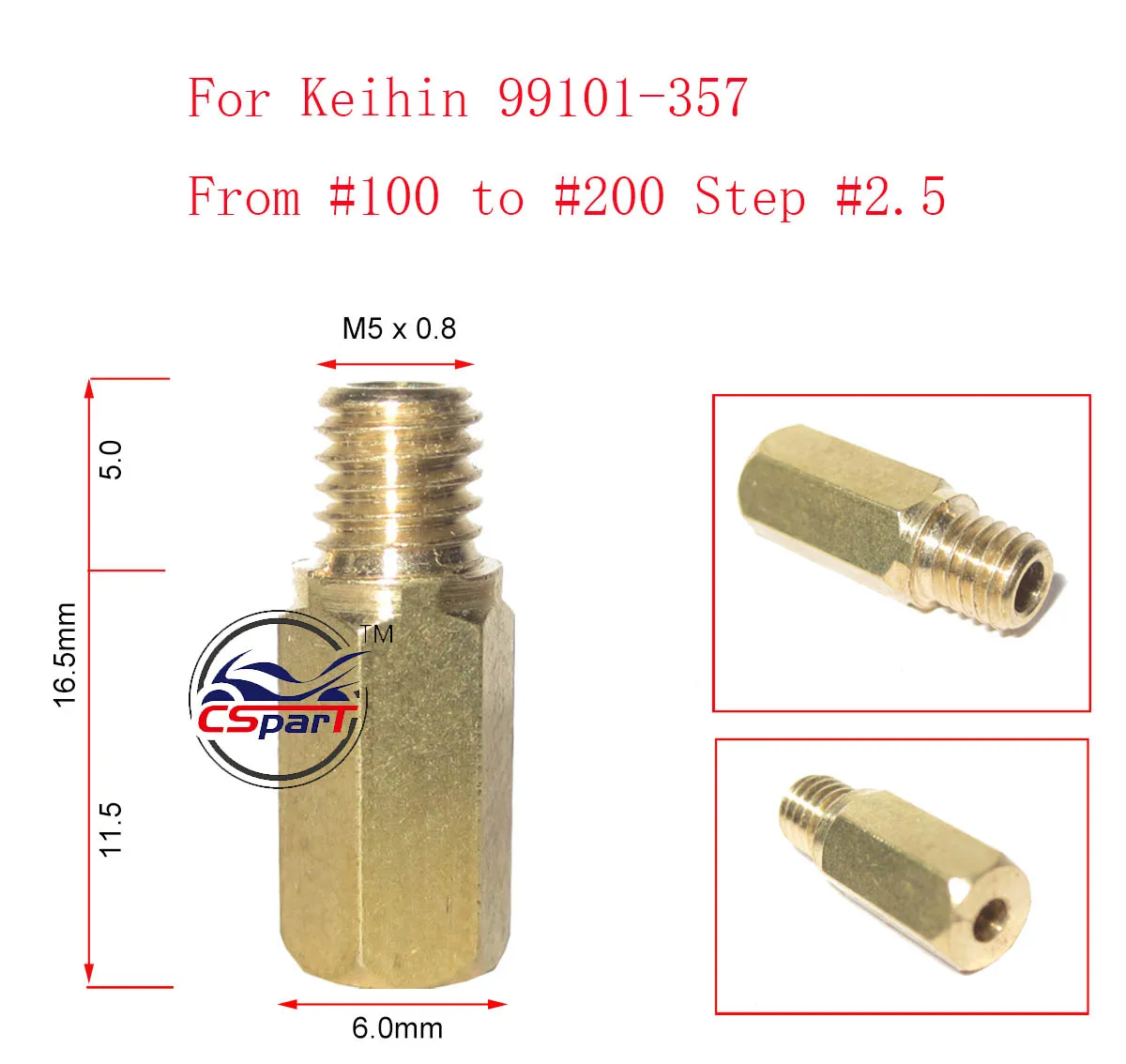 Hen M5 Main Jet #100 to #152 Motorcycle For Keihin Hex 99101-357  carburetor Hexagon main injectors Nozzle PWK FCR OKO KOSO etc