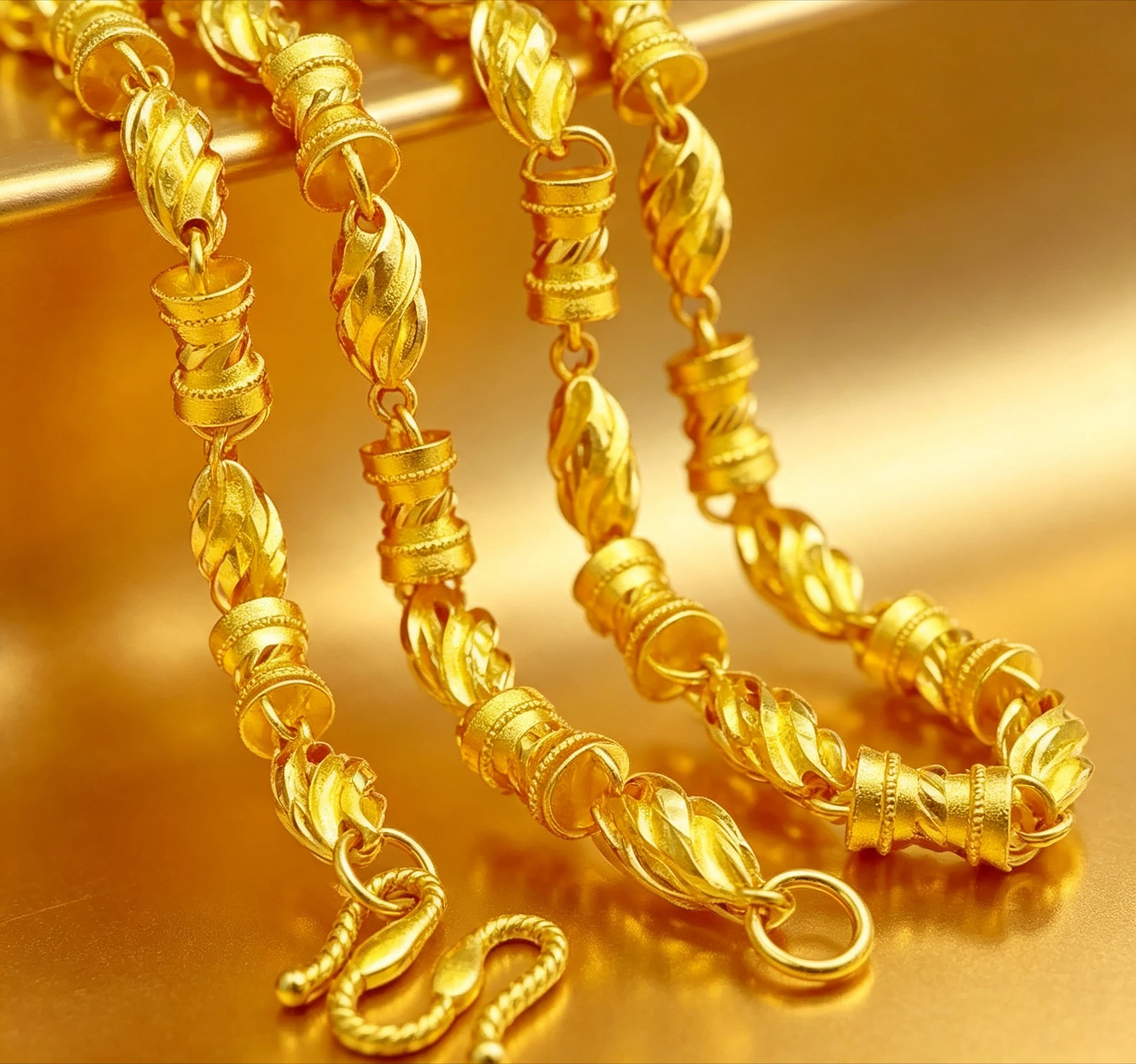 9999 real  24K  cylindrical double bamboo necklace for men and women solid color  bamboo necklace   Giving a gift to a friend