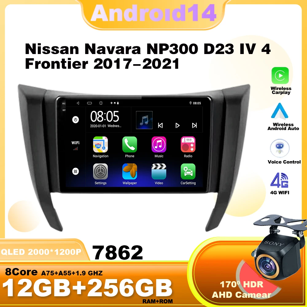 

Android14 For Nissan Navara NP300 D23 IV 4 Frontier 2017-2021 Car Radio Navigation Multimedia Video Player WIFI Wireless Carplay